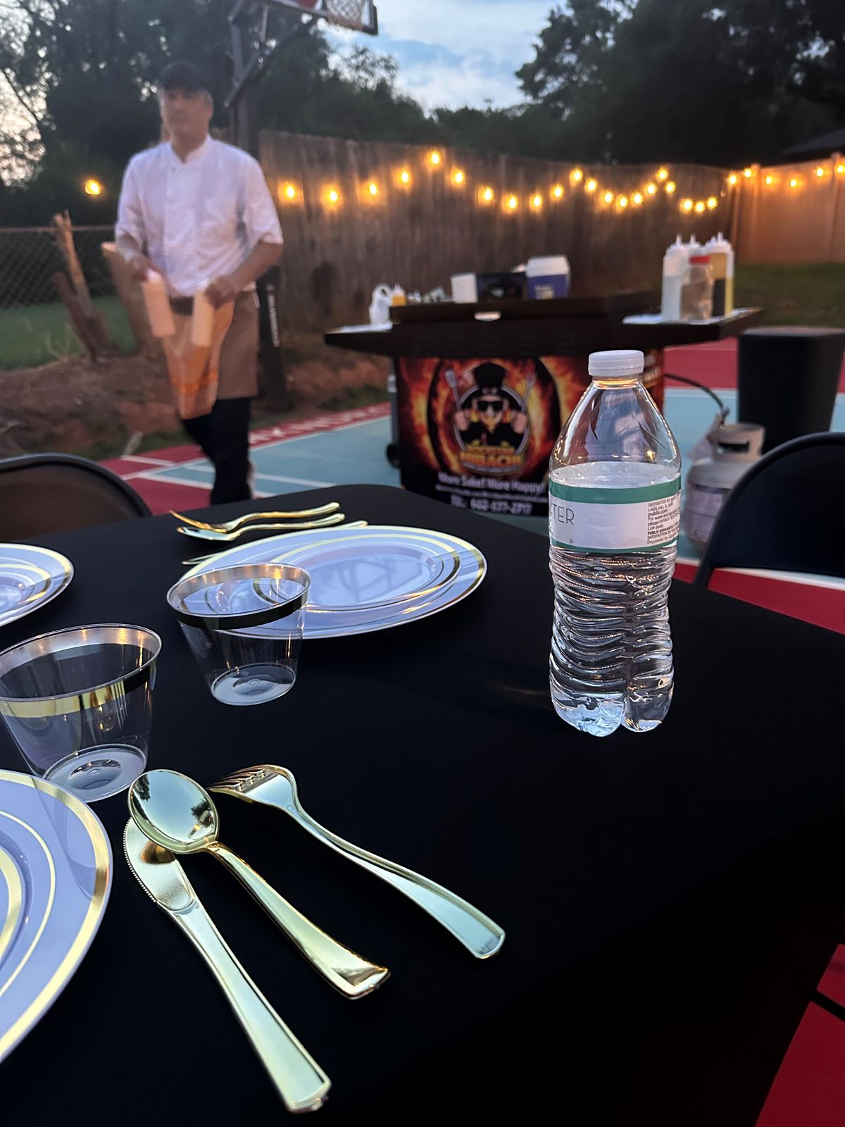 Evening private event with set table