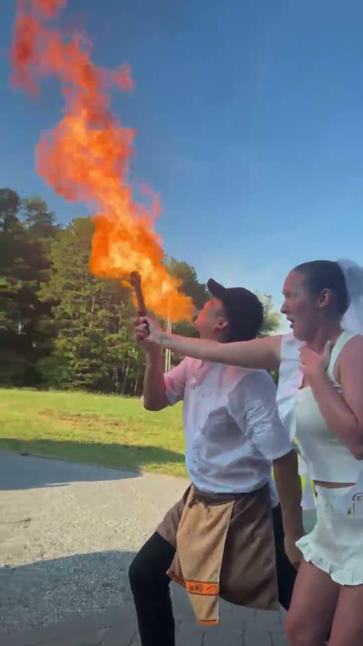 Giant fireball trick at a private party